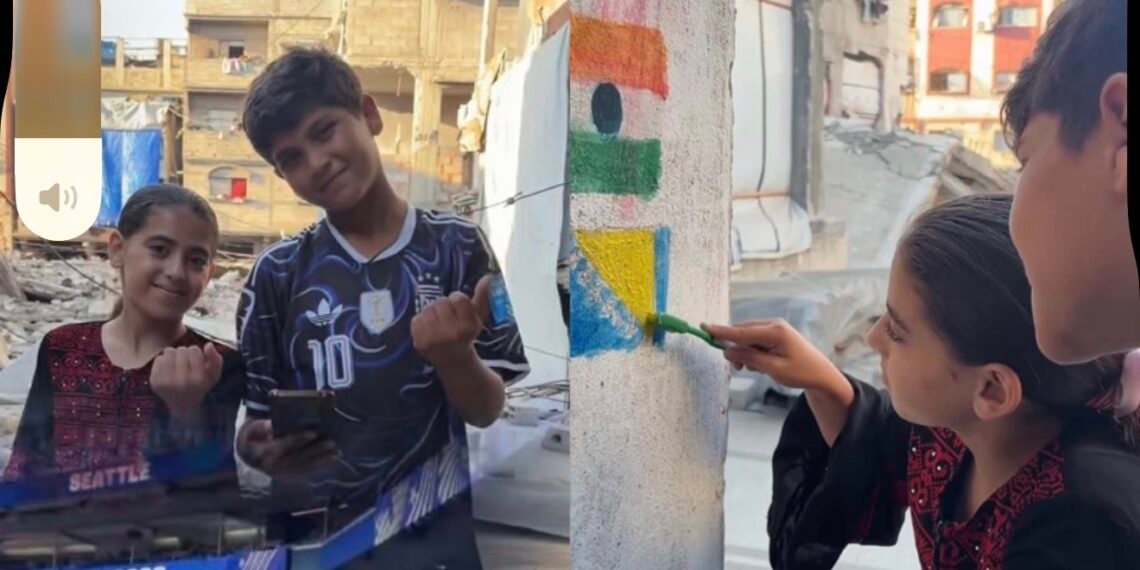 Djeca iz Palestine čula skandiranje bh. navijača pa na ruševinama nacrtala zastavu BiH: “Viva Bosnia”
