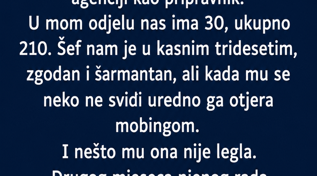 ŠEF JU JE PONIZIO PRED SVIMA: Nova pripravnica mu je odgovorila tako da je CIJELA FIRMA ZANIJEMILA!
