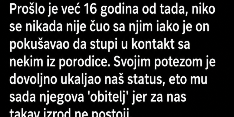 ODREKAO SAM SE SINA ZBOG ŽENE KOJU JE VOLIO: Nakon 16 godina njegova supruga mi je rekla REČENICU KOJA ME JE SLOMILA!