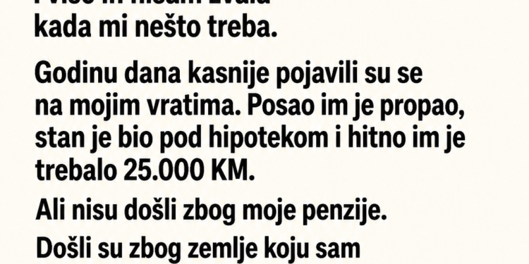 SNAHA JE REKLA DA MOJ SIN VIŠE NEMA OBAVEZU DA MI POMAŽE – A ONDA JE NJOJ ZATREBALO ONO ŠTO SAM ČUVALA 20 GODINA
