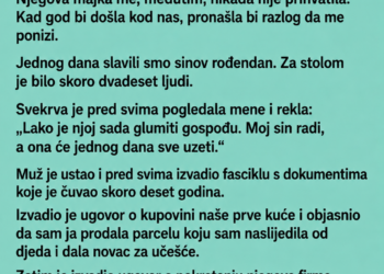 SVEKRVA JE PRED SVIMA REKLA DA SAM SE UDALA ZBOG NOVCA – A ONDA JE MOJ MUŽ IZVADIO DOKUMENT KOJI NIKO NIJE OČEKIVAO