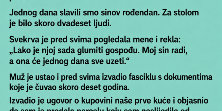 SVEKRVA JE PRED SVIMA REKLA DA SAM SE UDALA ZBOG NOVCA – A ONDA JE MOJ MUŽ IZVADIO DOKUMENT KOJI NIKO NIJE OČEKIVAO