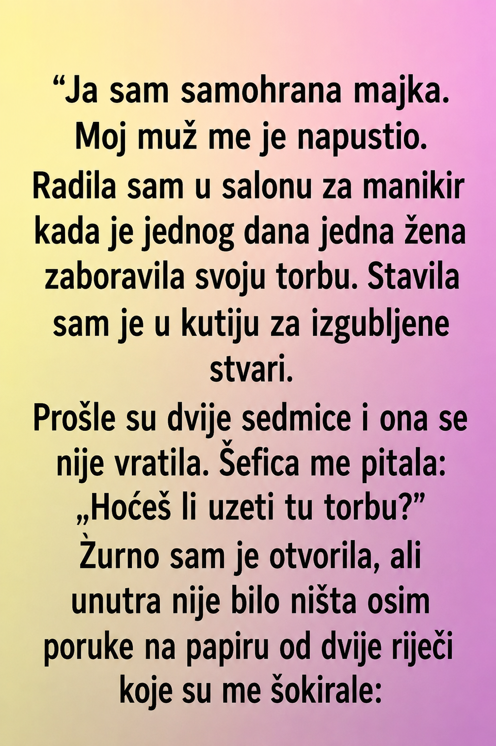 U SALONU JE OSTAVILA TORBU I NESTALA: Kad sam nakon 2 sedmice pronašla SKRIVENU PORUKU, ostala sam BEZ RIJEČI!
