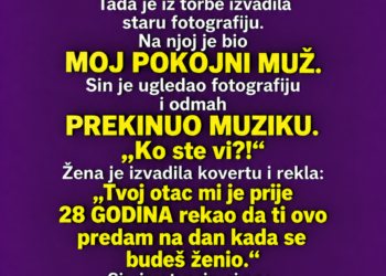 NA SVADBI MOG SINA POJAVILA SE NEPOZNATA ŽENA I SJELA ZA STO KOJI NIJE BIO PREDVIĐEN ZA GOSTE — KADA JE MLADOŽENJA VIDIO ŠTA DRŽI U RUCI, PREKINUO JE MUZIKU…