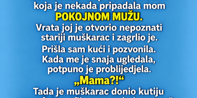 SNAJA JE SVAKOG PETKA OSTAVLJALA DJECU KOD MENE I GOVORILA DA IDE NA POSAO — JEDNOG DANA SAM JE PRATILA I VIDJELA KAKO ULAZI U KUĆU MOG POKOJNOG MUŽA…