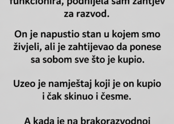 RAZVODILI SMO SE, A MUŽ JE IZ STANA ODNIJEO ČAK I ČESME: Kada ga je sudija pitao zašto, njegov odgovor je utišao cijelu sudnicu