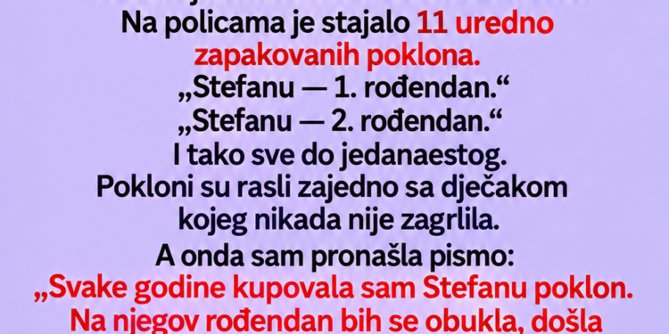 SVEKRVA JE SVAKOG MJESECA KUPOVALA POKLON ZA UNUKA KOJEG NIKADA NIJE VIDJELA — POSLIJE 11 GODINA SNAHA JE OTVORILA NJEN ORMAR