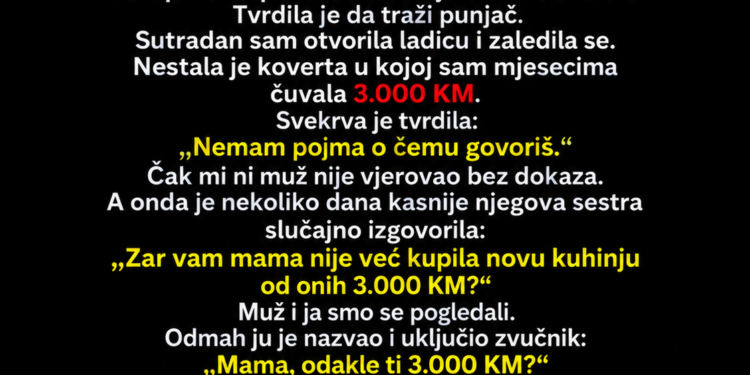 SVEKRVA MI JE UKRALA 3.000 KM IZ KUĆE – A ONDA JE PRED SINOM PRIZNALA ZAŠTO JE TO URADILA!