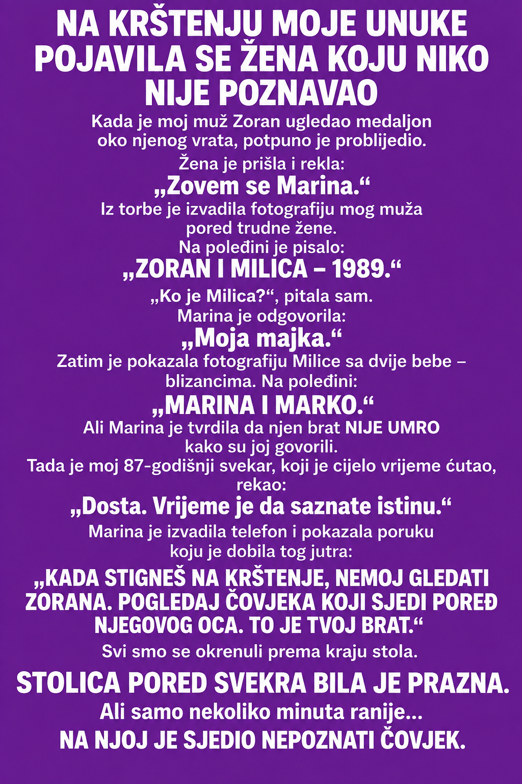 NA KRŠTENJU MOJE UNUKE POJAVILA SE ŽENA KOJU NIKO NIJE POZNAVAO – KADA JE MOJ MUŽ VIDIO ŠTA NOSI OKO VRATA, ISPUSTIO JE UNUKU IZ RUKU