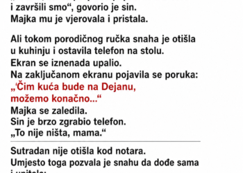 SIN JE TRAŽIO OD MAJKE DA PREPIŠE KUĆU NA NJEGA, A ONDA JE NJEGOVA SUPRUGA SLUČAJNO OSTAVILA TELEFON NA STOLU