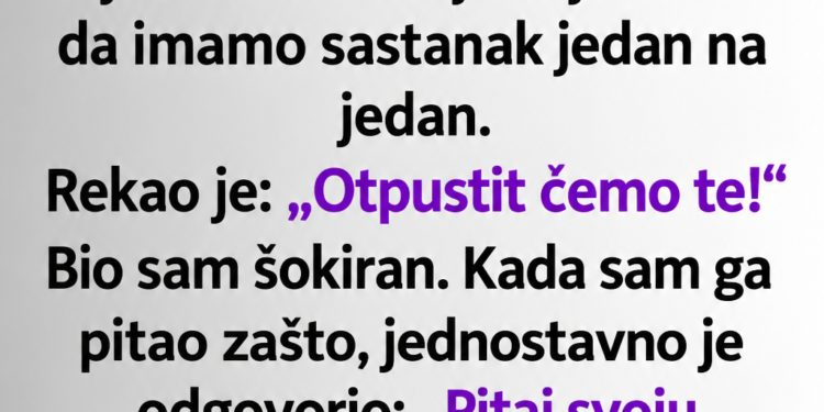 ŠEF MI JE REKAO: „OTPUSTIT ĆEMO TE, PITAJ SVOJU SUPRUGU ZAŠTO“: Kada sam saznao šta ih povezuje, ostao sam bez riječi