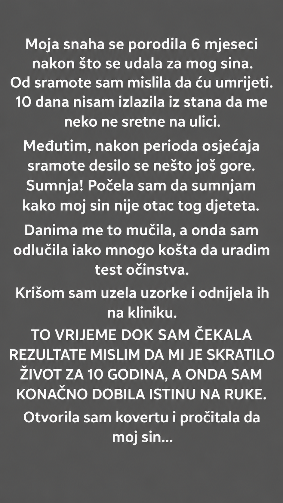 SVEKRVA JE KRIŠOM URADILA TEST OČINSTVA UNUKU – KADA JE STIGAO REZULTAT, SHVATILA JE KAKVU JE GREŠKU NAPRAVILA!