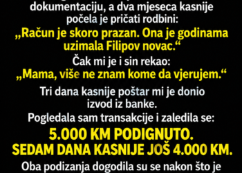 SNAHA JE SVIMA REKLA DA SAM POTROŠILA UNUKOVU UŠTEĐEVINU – A ONDA JE BANKA POSLALA IZVOD NA MOJU ADRESU