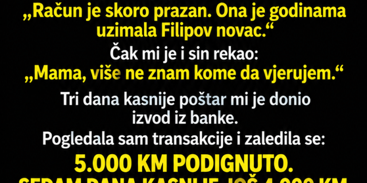 SNAHA JE SVIMA REKLA DA SAM POTROŠILA UNUKOVU UŠTEĐEVINU – A ONDA JE BANKA POSLALA IZVOD NA MOJU ADRESU