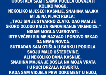 SIN NIJE IMAO NOVCA ZA MOJ KROV, A SNAHINIM RODITELJIMA DAO JE 20.000 KM – ONDA SAM SAZNALA ODAKLE MU