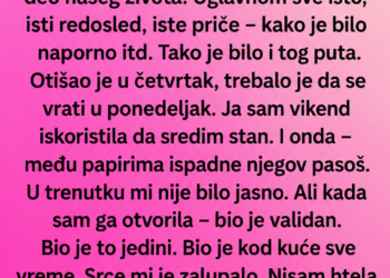 MUŽ JE OTIŠAO NA „POSLOVNI PUT“, A ONDA SAM PRONAŠLA NJEGOV PASOŠ KOD KUĆE – ISTINA ME JE OSTAVILA BEZ RIJEČI