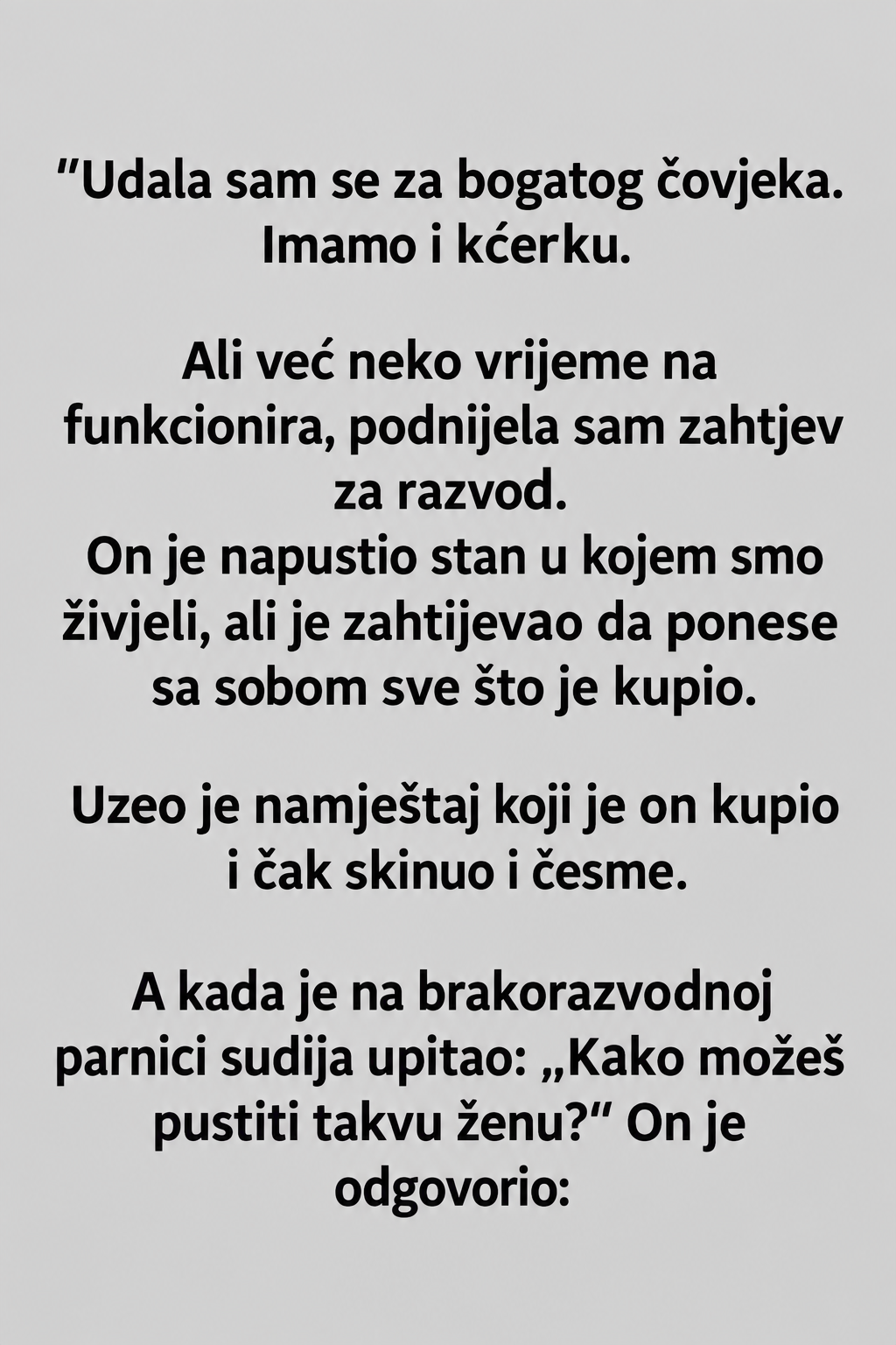RAZVODILI SU SE, A ON JE IZ STANA ODNIO ČAK I ČESME: KAD GA JE SUDIJA PITAO ZAŠTO JE OSTAVLJA, NJEGOV ODGOVOR JE UTIŠAO SUDNICU…