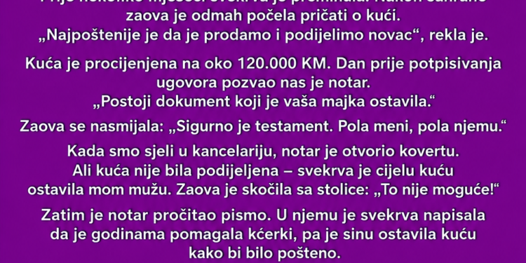 SVEKRVA JE SVE OSTAVILA MOM MUŽU – A ONDA JE NOTAR IZVADIO KOVERTU SA MOJIM IMENOM!