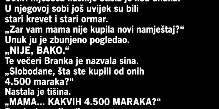 SNAHA JE SVEKRVI REKLA DA JOJ TREBA NOVAC ZA DJEČIJI KREVET – A ONDA JE BAKA U UNUKOVOJ SOBI VIDJELA NEŠTO ČUDNO