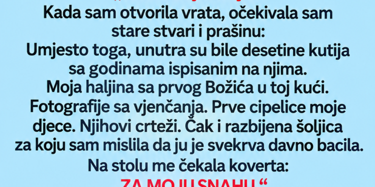 SNAHA JE PRIMIJETILA DA SVEKRVA SVAKOG PETKA UZIMA NJENU STARU ODJEĆU — KADA JU JE JEDNOG DANA PRATILA, OTKRILA JE TAJNU KOJU JE KRILA GODINAMA