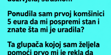 PONUDILA SAM KOMŠINICI 5 EURA DA MI POMOGNE OKO STANA – NJENA REAKCIJA ME JE OSTAVILA BEZ RIJEČI…