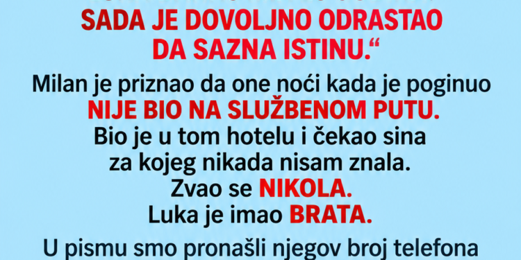 MUŽ MI JE UMRO PRIJE 11 GODINA, A JUČE ME JE POZVAO HOTEL I REKAO: „GOSPOĐO, U SOBI 214 PRONAŠLI SMO PISMO VAŠEG MUŽA – NA NJEMU PIŠE DA GA OTVORITE 18. SEPTEMBRA 2026.“