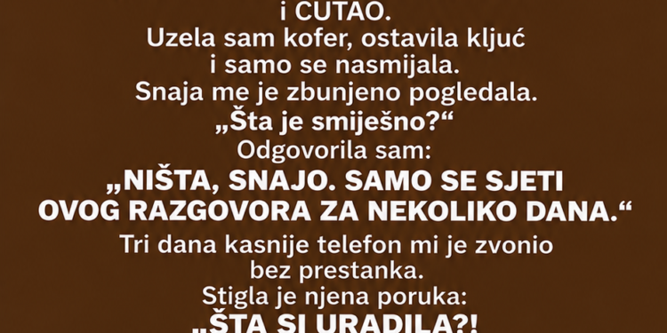SNAJA ME JE IZBACILA IZ KUĆE KOJU SAM GRADILA 30 GODINA I REKLA: „OVDJE VIŠE NEMAŠ ŠTA TRAŽITI“ — SAMO SAM SE NASMIJALA, JER NIJE ZNALA ŠTA SAM POTPISALA TRI DANA RANIJE…