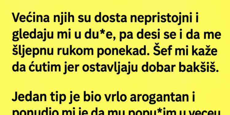 ODBITLA SAM BOGATOG GOSTA KOJI MI JE NUDIO NOVAC – POSLIJE SMJENE NA AUTU ME JE ČEKALA JEZIVA PORUKA!
