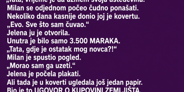 OTAC JE KĆERKI GODINAMA ČUVAO NOVAC – A ONDA JE PRED SVADBU OTVORILA KOVERTU I PRONAŠLA NEŠTO ŠTO NIJE OČEKIVALA