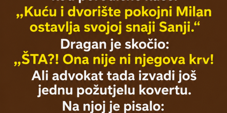NA ČITANJU TESTAMENTA SVI SU SE SMIJALI SIROMAŠNOJ SNAJI: „TI OVDJE NEMAŠ ŠTA DA TRAŽIŠ!“