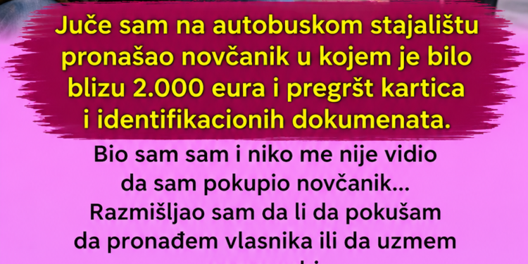 Pronašao je novčanik sa 2.000 eura – kada je saznao kome novac pripada, ostao je bez riječi