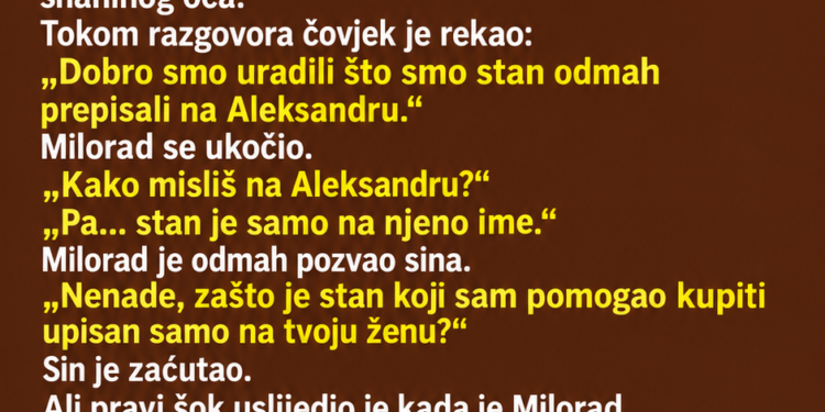 DAO SAM SINU 20.000 MARAKA ZA STAN – A ONDA JE UNUK OTKRIO GDJE JE NESTALO 12.000